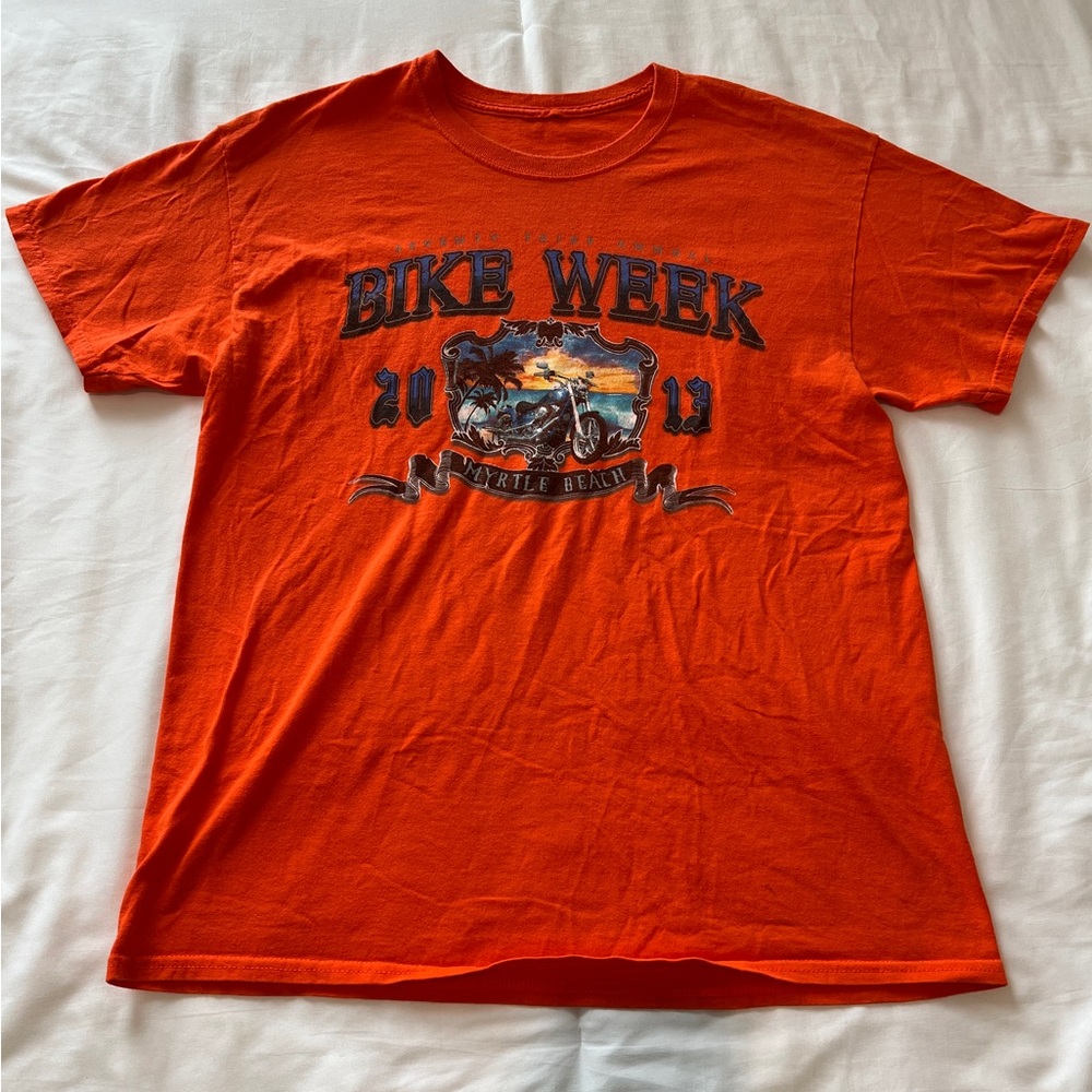 Vintage 2013 Bike Week Myrtle Beach Orange Graphic Tee